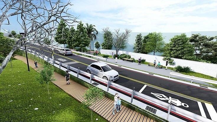 桃園八德金城街至山下街新闢道路,明年完工。圖/桃園市政府提供