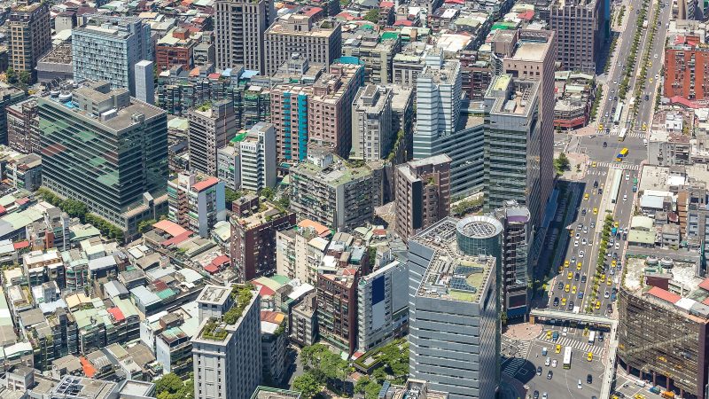 Aerial view of Taipei city downtown skyline of Taiwan